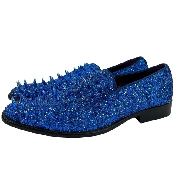 After Midnight Men’s Royal Blue “Ultra Spikes” Sequined Dress Loafer Shoes main image 11